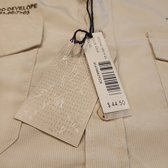 NWT lr scoop shirt Mens 4x Khaki Tan Button Embroidered Short Sleeve - Picture 2 of 9